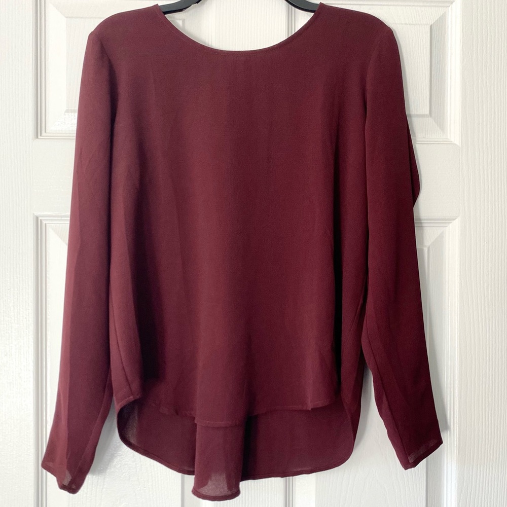 Burgundy Blouse with Lace Up Back Sz M